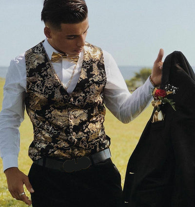 Chaleco Steampunk Dorado para Hombre - Traje Elegante sin Mangas