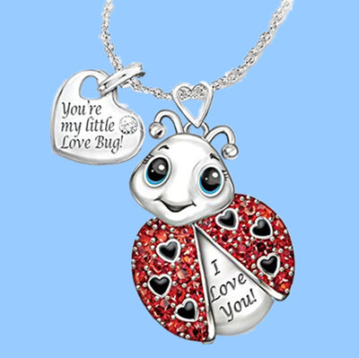 Collar Colgante Mariquita Adorable Corazón Rojo con Brillantes y Letra de Moda - Image 13