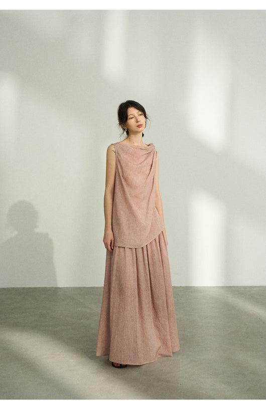 Falda Plisada Tencel Lino Efecto Desteñido con Volumen - Elegancia Moderna para Mujer - Image 13