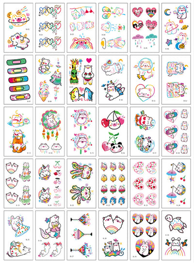 Tatuajes Temporales Adhesivos Carita Feliz Líneas de Colores - Image 5