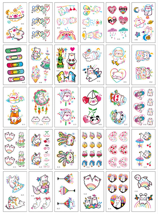 Tatuajes Temporales Adhesivos Carita Feliz Líneas de Colores - Image 5