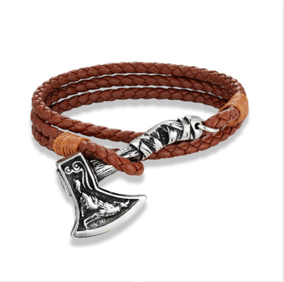 Pulsera de Cuero Trenzado Doble con Acero Inoxidable - Estilo Vintage para Hombre - Image 9