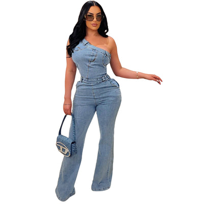Jumpsuit Denim Ajustado con Hombros Caídos y Cintura Ceñida - Image 14