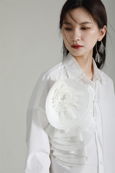 Blusa Larga con Falda Integrada - Diseño Floral 3D con Pliegues - Image 40