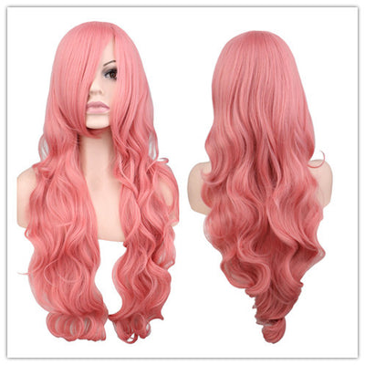 Peluca Cosplay Sirena Anime Rojo Oscuro Cabello Largo Ondulado - Image 2