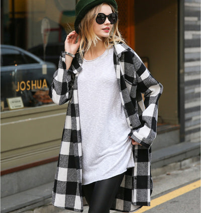 Camisa Cuadriculada de Algodón Suelta Estilo Casual Europeo - Image 10