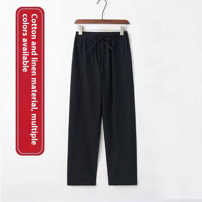 Pantalones de Lino Hombre Corte Recto Retro Sueltos - Image 8