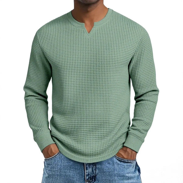 Polera Slim Fit Cuello V Manga Larga Casual para Hombre