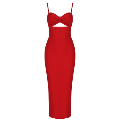 Vestido Largo Bandage Elegante con Escote V y Diseño Hueco en Cintura - Image 12