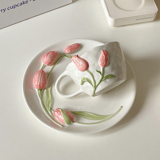 Juego de Vajilla Cerámica Tulipán 3D - Plato, Tazón y Taza - Image 5