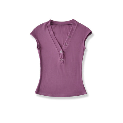 Playera Cuello V Ajustada de Manga Corta - Diseño Moderno y Favorecedor - Image 47