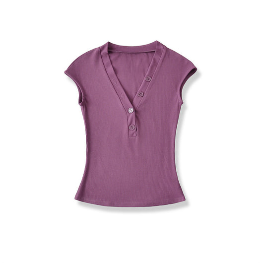 Playera Cuello V Ajustada de Manga Corta - Diseño Moderno y Favorecedor - Image 47