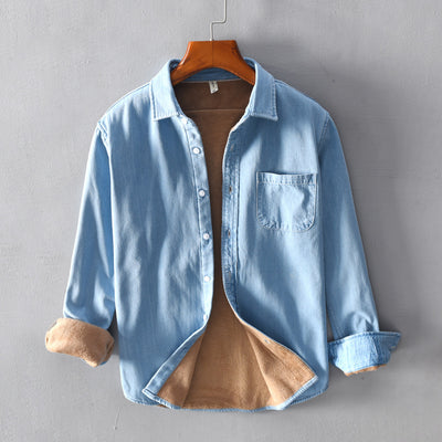 Camisa Denim Suave Manga Larga Estilo Coreano Holgada de Algodón - Image 3