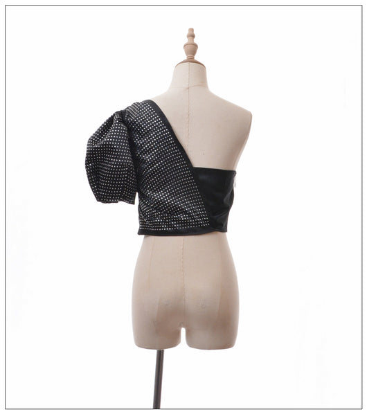 Top Versátil con Manga Burbuja y Hombro Descubierto Diamond Hot - Image 13