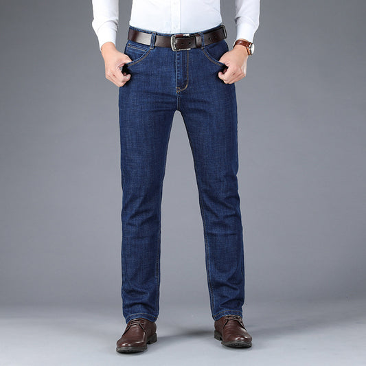 Pantalones Vaqueros de Negocios Gruesos Rectos para Hombre - Otoño e Invierno