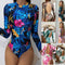 Traje de Baño Entero Elegante con Mangas Largas y Estampado