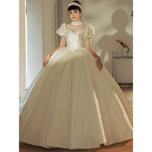 Vestido de Novia Vintage Francés de Satén Brillante - Image 12