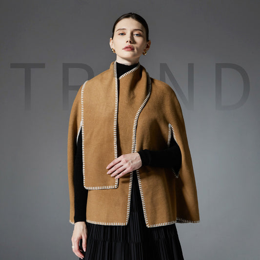Capa Chal Mujer con Costura Camel - Elegancia Versátil