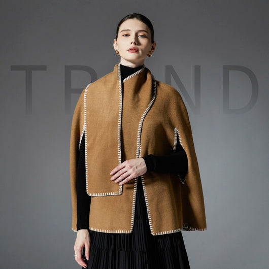 Capa Chal Mujer con Costura Camel - Elegancia Versátil