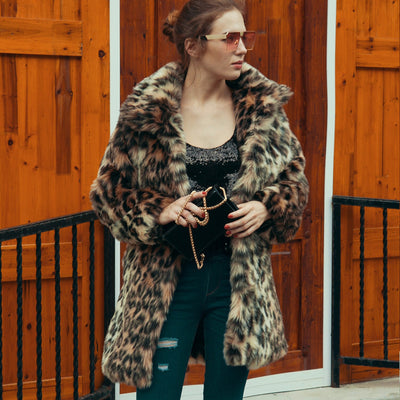 Abrigo de Piel de Leopardo Estilo Europeo y Americano con Solapa - Image 11