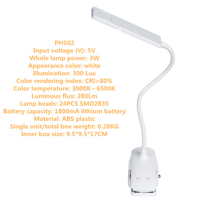 Lámpara de Escritorio LED Recargable con Pinza y Función Plegable - Image 6