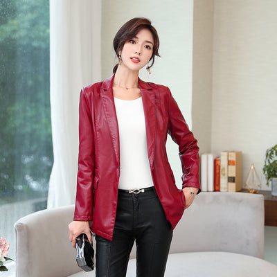 Blazer de Cuero Corto Estilo Coreano para Mujer - Ajuste Slim Elegante - Image 7