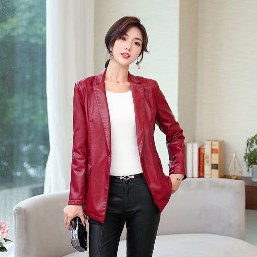 Blazer de Cuero Corto Estilo Coreano para Mujer - Ajuste Slim Elegante - Image 7