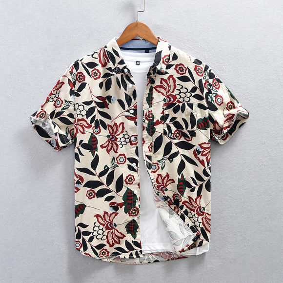 Camisa Casual Hombre Estilo Japonés con Estampado