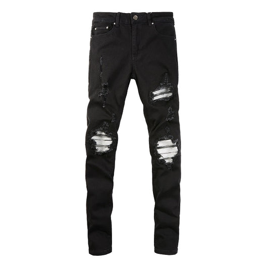 Jeans Slim Fit con Parches Rotos y Tela Elástica para Hombre - Image 2