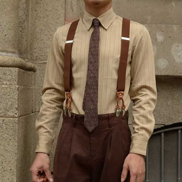 Camisa Vintage a Rayas para Hombre - Primavera y Otoño