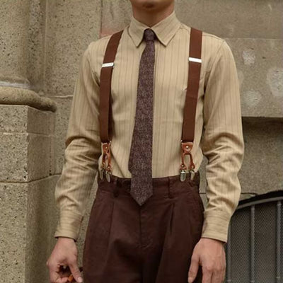 Camisa Vintage a Rayas para Hombre - Primavera y Otoño
