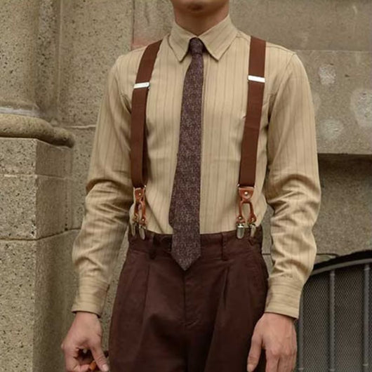 Camisa Vintage a Rayas para Hombre - Primavera y Otoño
