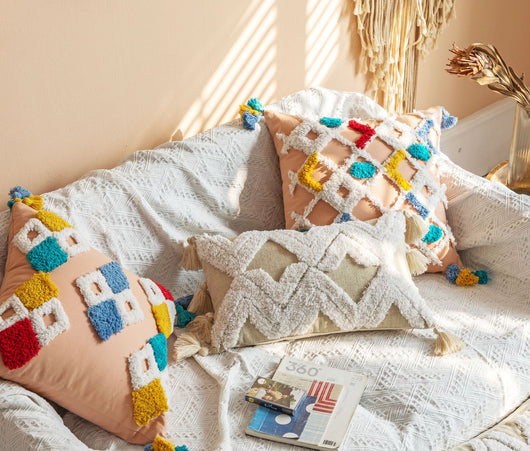 Funda de Almohada de Algodón Tejido con Diseño de Vientos Nacionales - Image 13