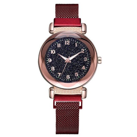 Reloj Digital Luminoso para Dama con Malla Milanesa y Diseño Diamond Starry Sky - Image 2
