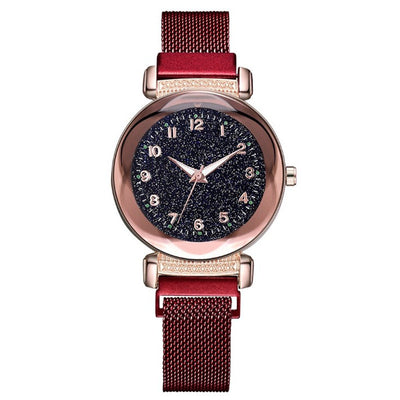Reloj Digital Luminoso para Dama con Malla Milanesa y Diseño Diamond Starry Sky - Image 2