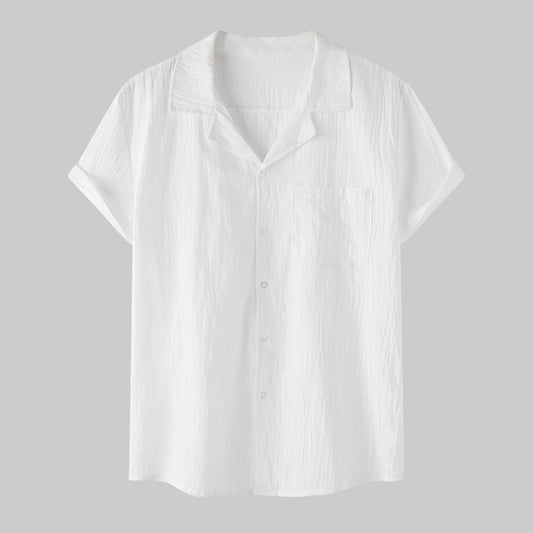 Camisa de Lino y Algodón Manga Corta para Hombre - Image 2