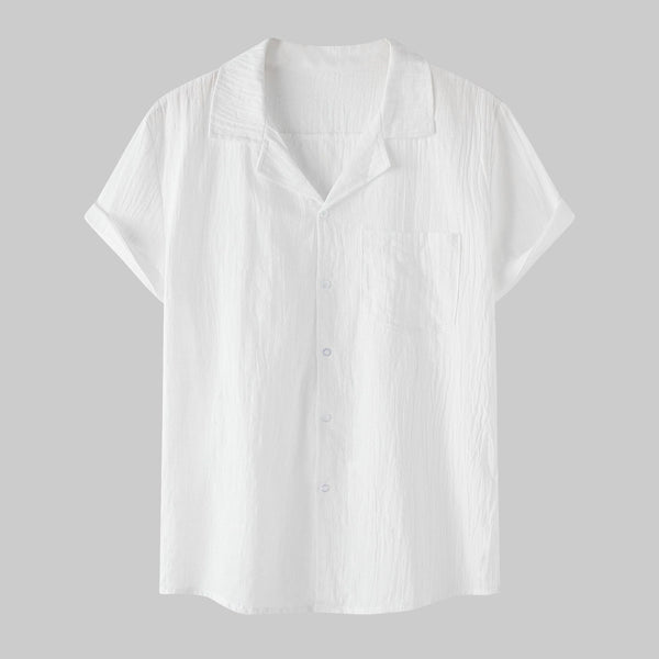 Camisa de Lino y Algodón Manga Corta para Hombre