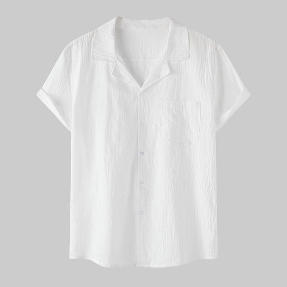 Camisa de Lino y Algodón Manga Corta para Hombre