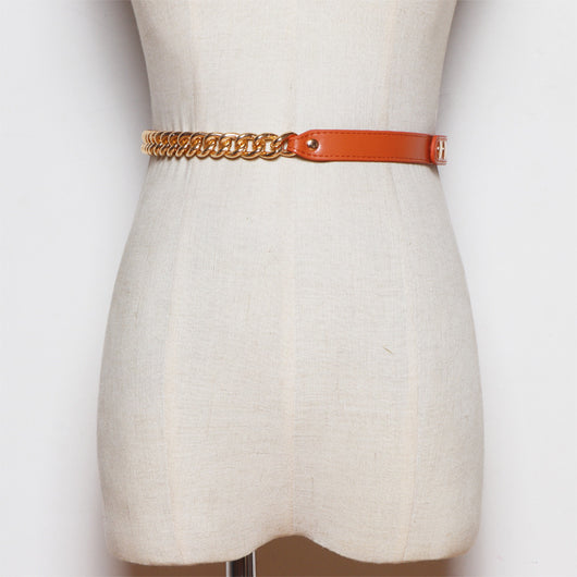Cinturón de Cuero PU con Cadena Metálica - Accesorio Versátil para Mujer - Image 12