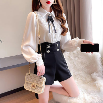 Conjunto Elegante: Blusa Chiffon Temperamento + Pantalón Palazzo Detalles Metalizados - Image 13
