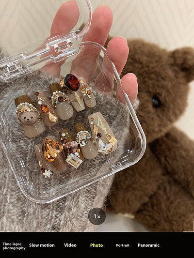 Uñas Postizas Personalizables Maillard Bear Polo Marrón - Image 4