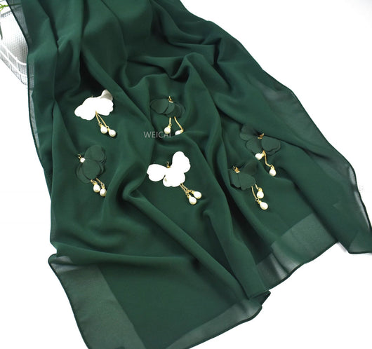 Pañuelo Hijab Floral de Gasa Perlada Premium - Image 11