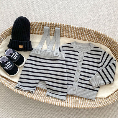 Conjunto Cardigan Tejido a Rayas - Dos Piezas - Image 11