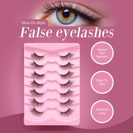 Pestañas Postizas Naturales Wispy - 7 Pares Efecto Felino Transparente 6mm a 13mm
