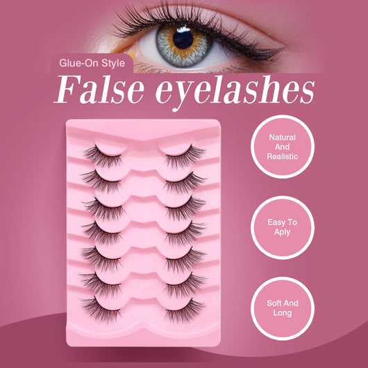 Pestañas Postizas Naturales Wispy - 7 Pares Efecto Felino Transparente 6mm a 13mm
