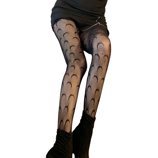 Medias de Malla Sexy Moon Negro - Romper de Seda para Mujer - Image 9