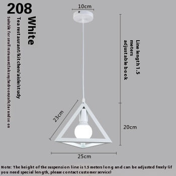 Lámpara Colgante Triangular Estilo Nórdico en Hierro Forjado - Image 3