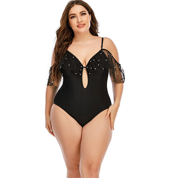 Traje de Baño Bikini con Tirantes Escote Profundo y Volantes de Tul