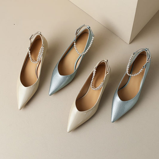Zapatos de Trabajo con Tacón Fino Puntiagudo y Volante - Elegancia Temperamento OL
