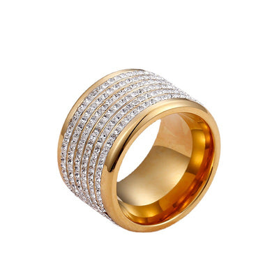 Anillo de Circones Brillantes con Cuatro Filas - Diseño Exagerado Europeo y Americano - Image 5